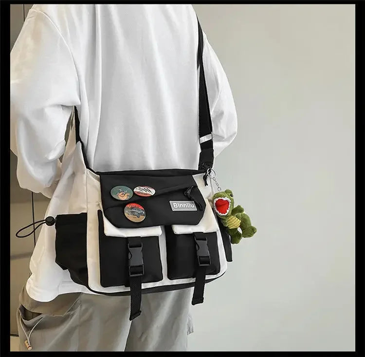 Harajuku Nylon Crossbody Bag with Adjustable Strap