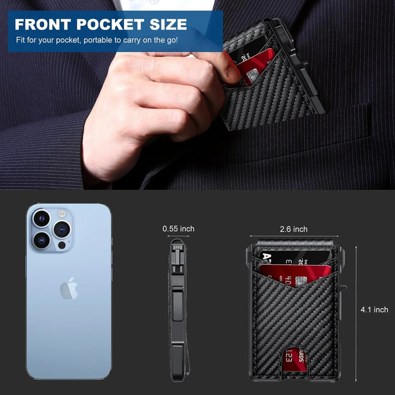 Slim RFID-Blocking Metal Wallet with Money Clip
