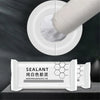 White sealant clay product packaging showing a white tube being applied to a surface.