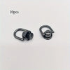 A pair of metal bag and phone case hardware kits with screws shown on a white background.