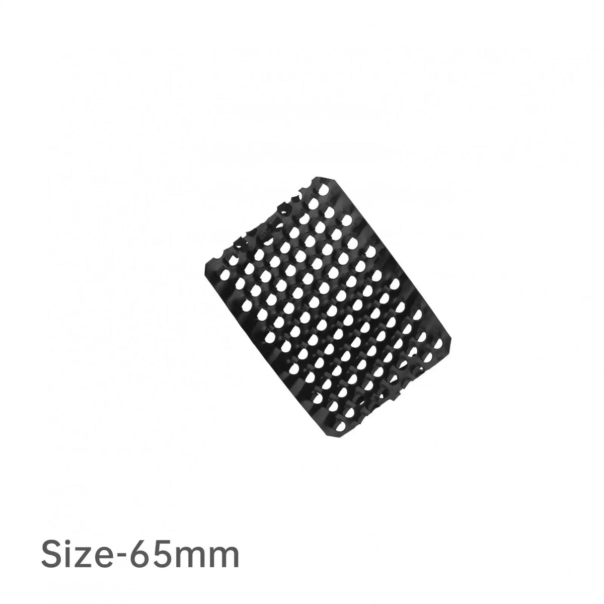A black flat surform shaver blade with a grid pattern, size 65mm.