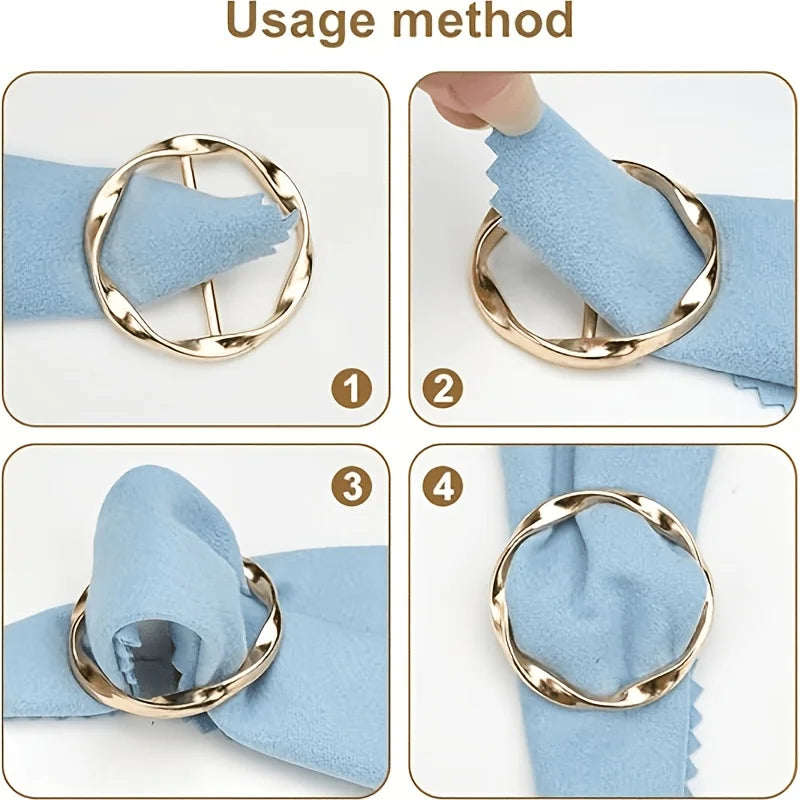Elegant Scarf Buckle Set - 4 Piece Metal Fashion Clips