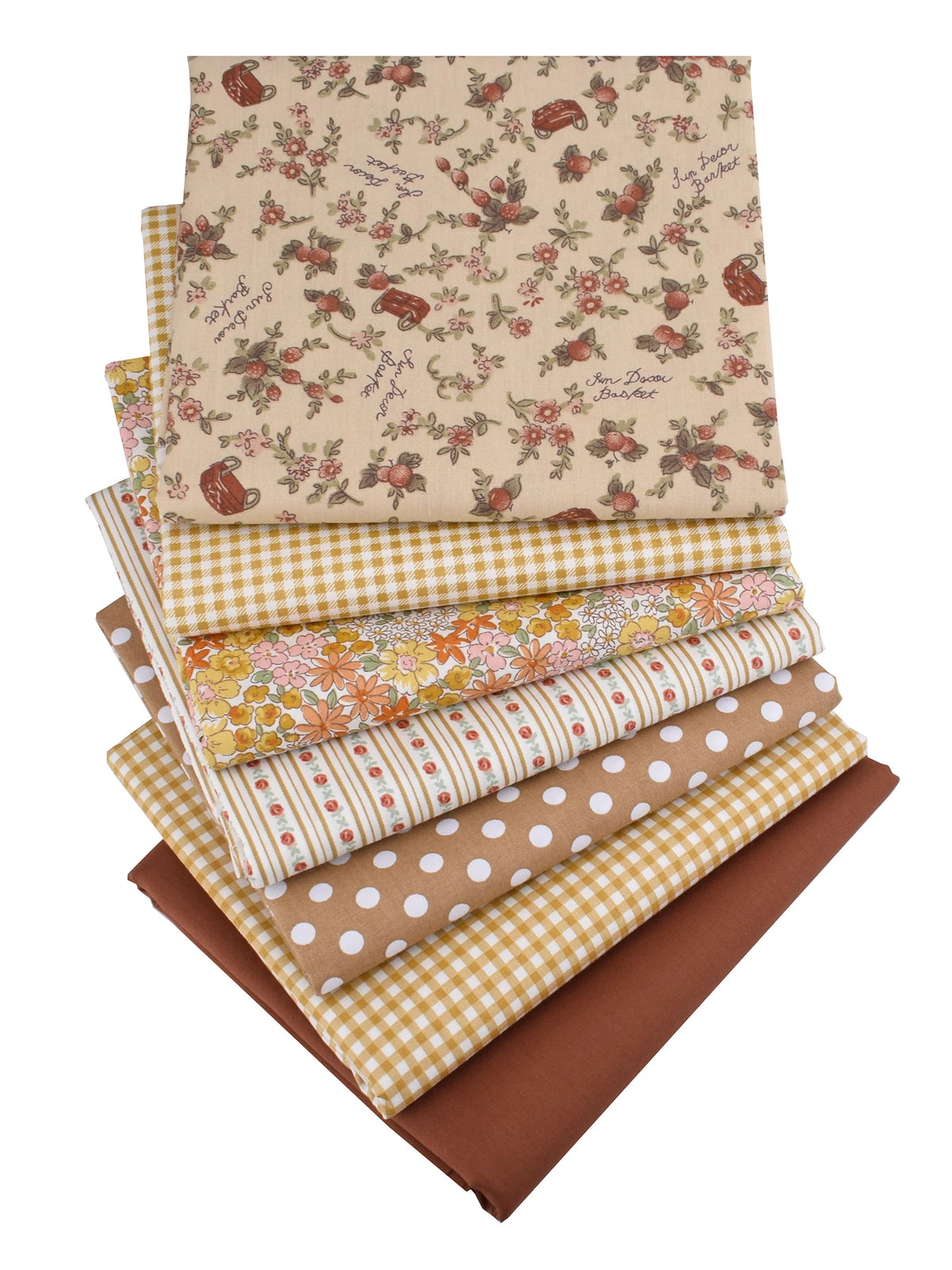 Floral Printed Twill Cotton Fabric for Quilting & Sewing – 6 Piece Set