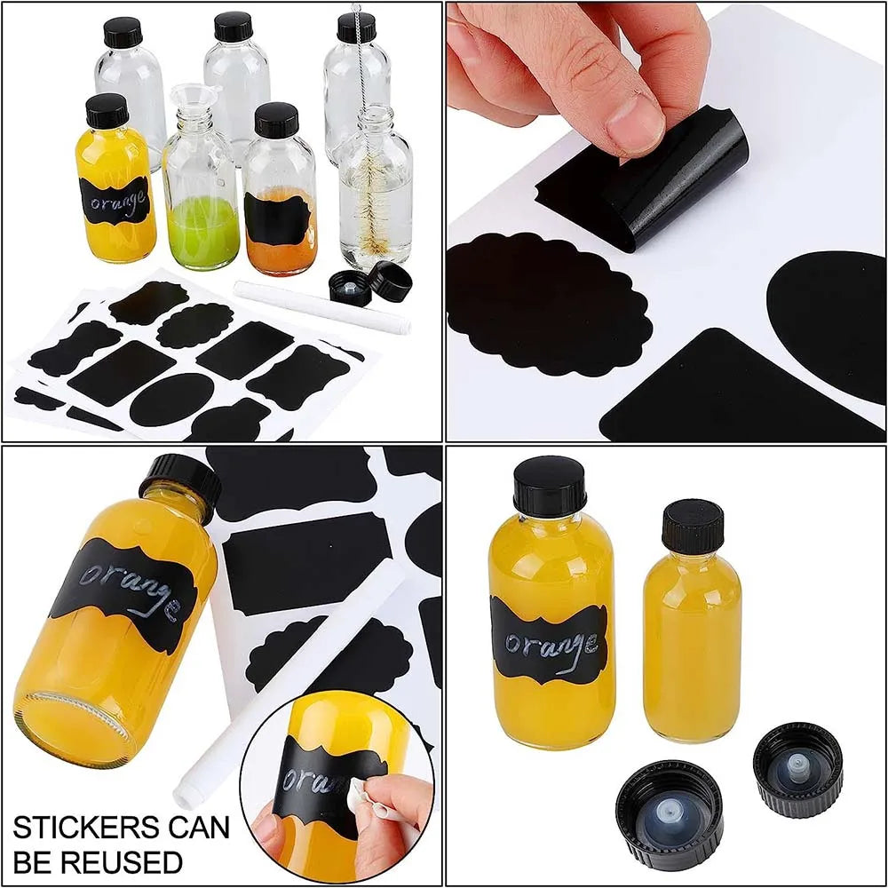 Mini Clear Glass Bottles with Lids for Potions, Shots & Essential Liquids