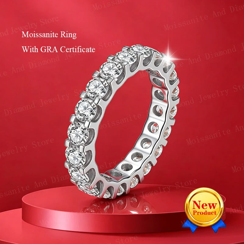 S925 Sterling Silver Moissanite Stackable Ring