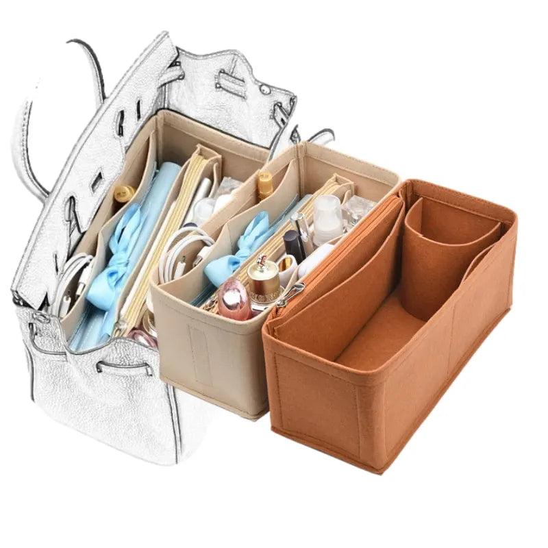 Felt Handbag Organizer Insert with Multi-Pocket Design