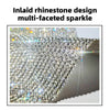 Close-up of a rhinestone design multi-faceted sparkle surface.