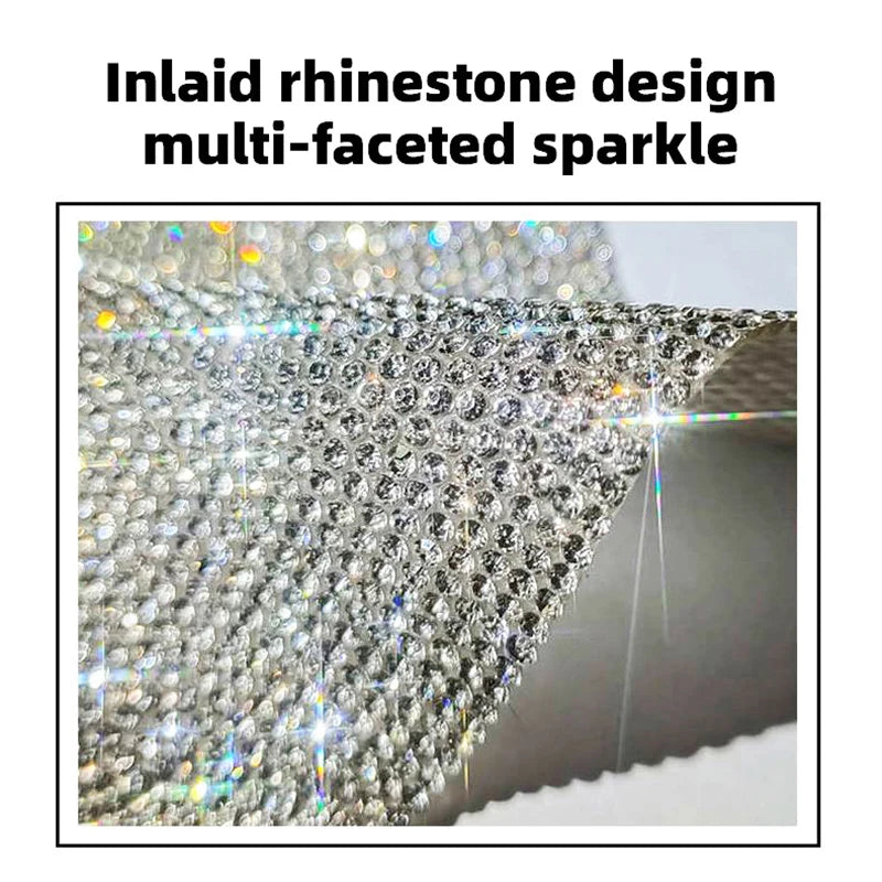 Close-up of a rhinestone design multi-faceted sparkle surface.