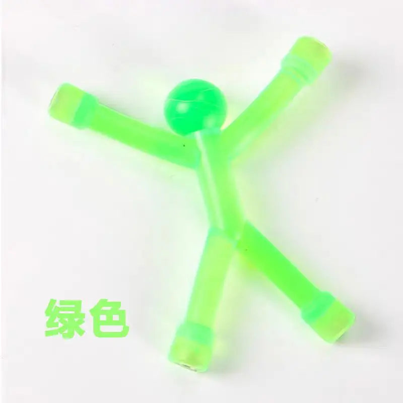Leuchtend limettengrüne magnetische humanoide Spielzeugfigur mit kugelförmigem Kopf und vier Gliedmaßen.