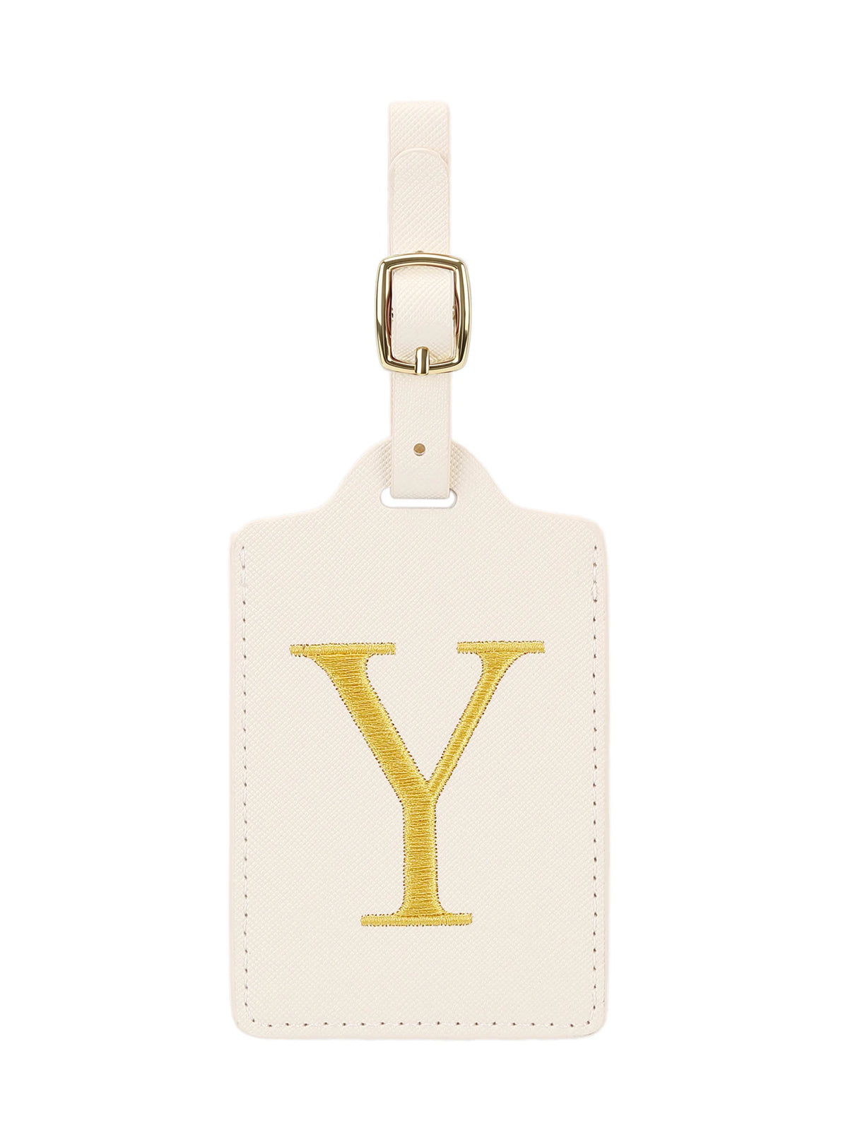 Personalized Embroidered Leather Luggage Tag with Letter Initial