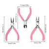 Pink Jewelry Pliers Tool Kit with Needle, Round Wire Cutter, and Curved Nose Pliers