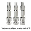 Three stainless steel quick-rotary joints used for connecting airless spray hoses