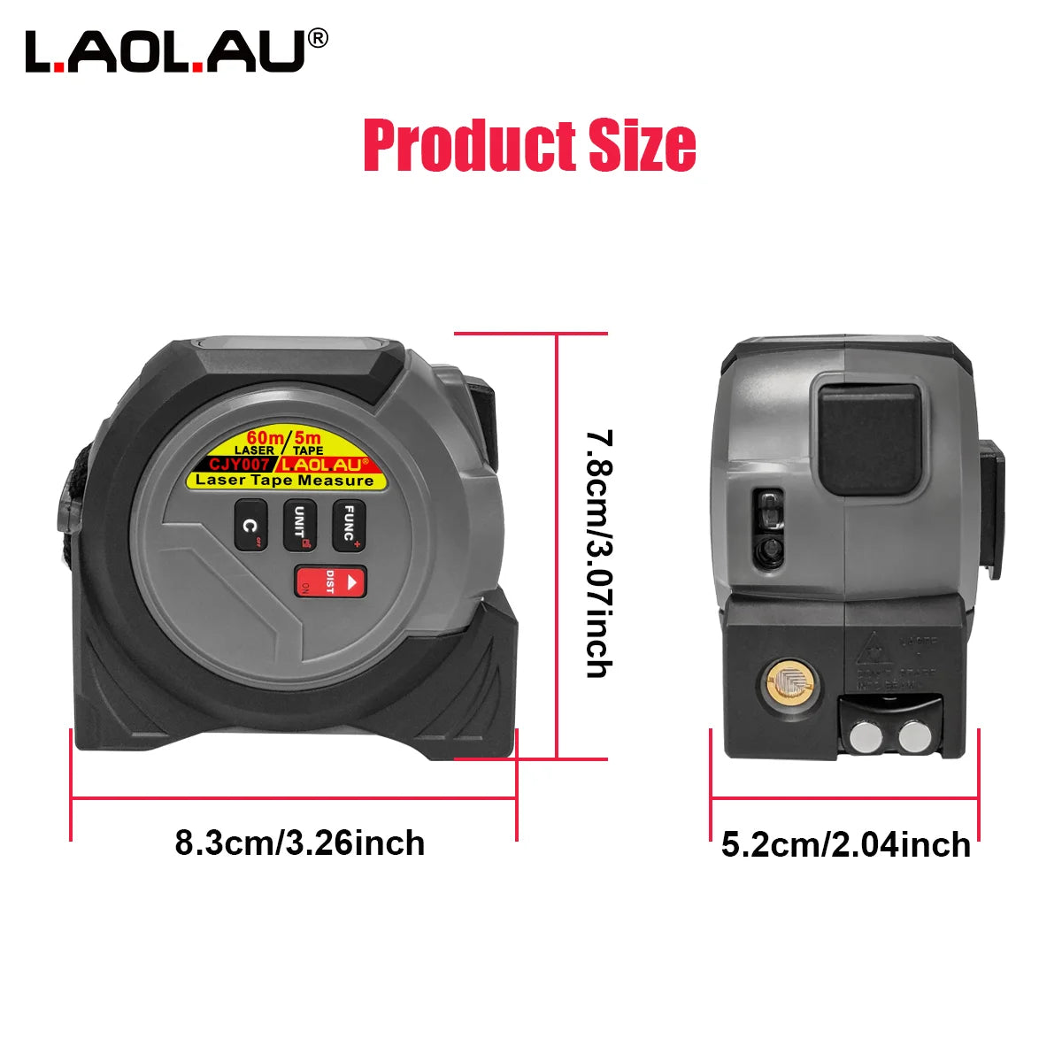 3-in-1 Laser Distance Measurer with Tape Measure and Cross-Line Level