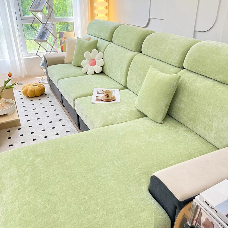 Elastic Chenille Sofa Protector Cover with Non-Slip Grip