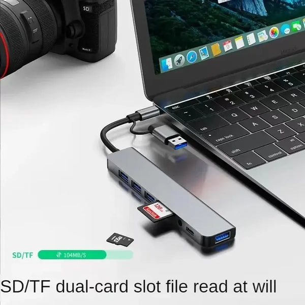 8-Port USB-C & USB-A Hub with SD/TF Card Reader