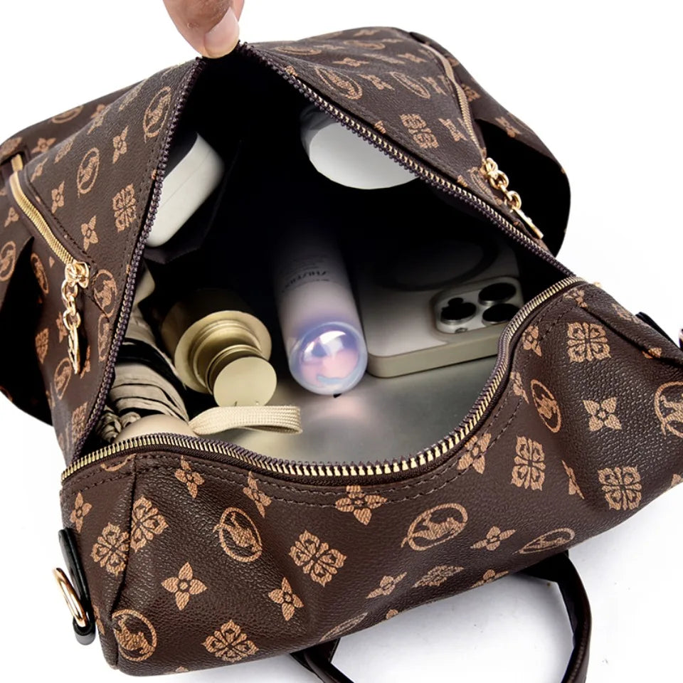 Women's Genuine Leather Backpack with Multiple Pockets