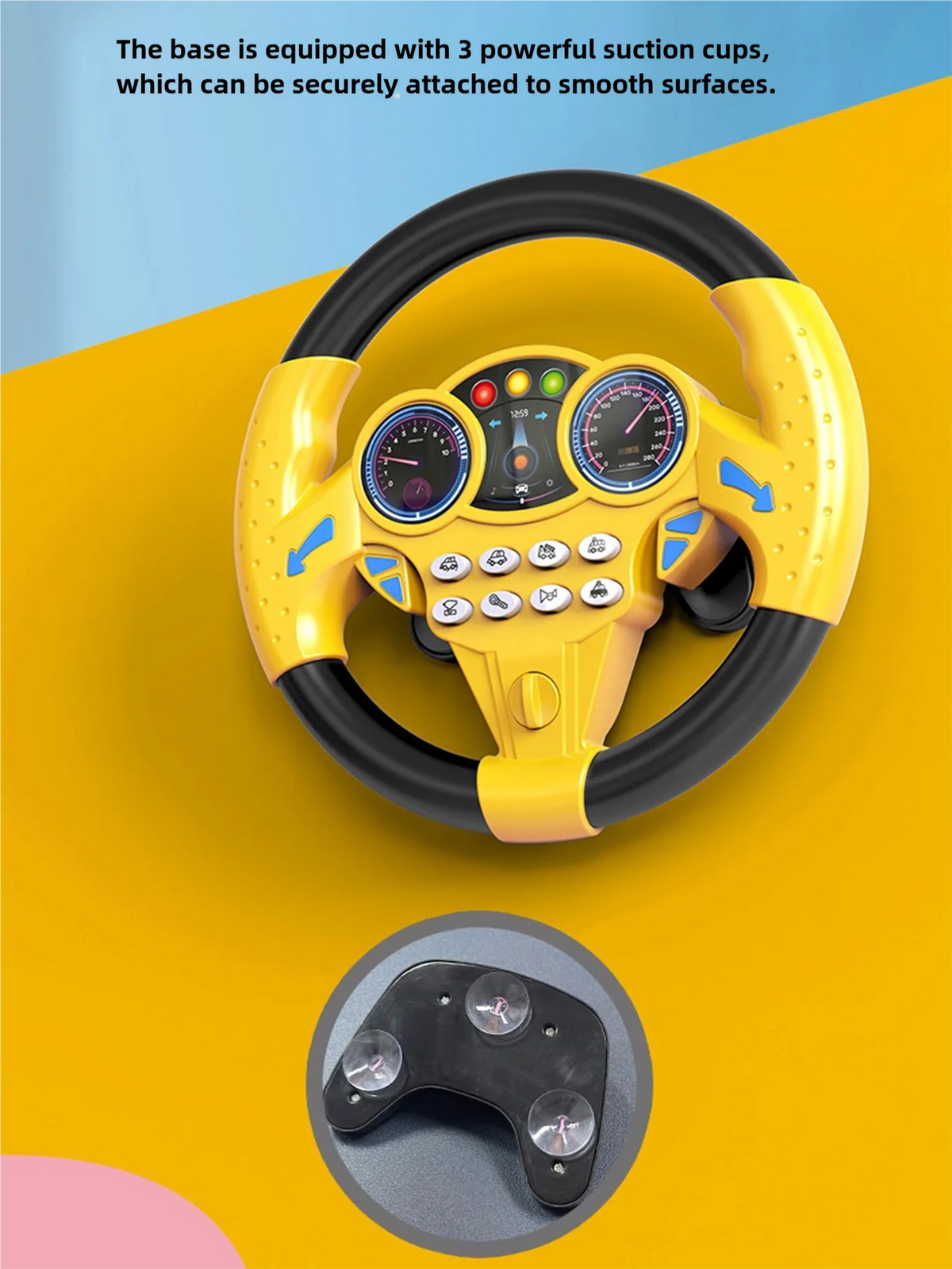 360° Rotating Music Steering Wheel Toy for Kids