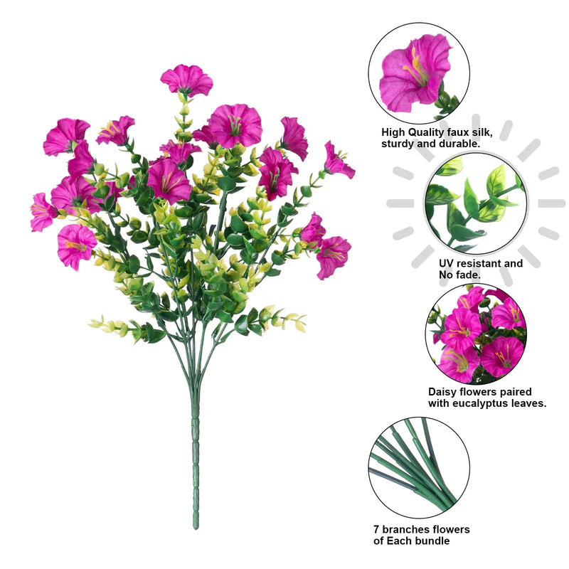 Ramo de Flores Artificiales de Seda Resistente a los Rayos UV para Decoración Exterior