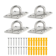 Stainless steel U-shaped hooks with mounting hardware and various sizes of screws