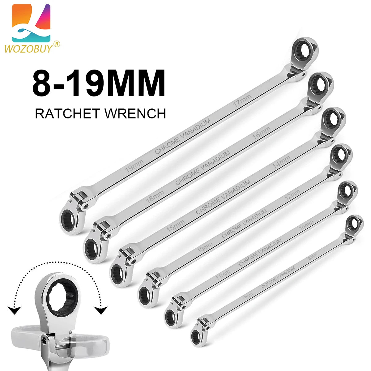 Extra-Long Ratcheting Box End Wrench Set