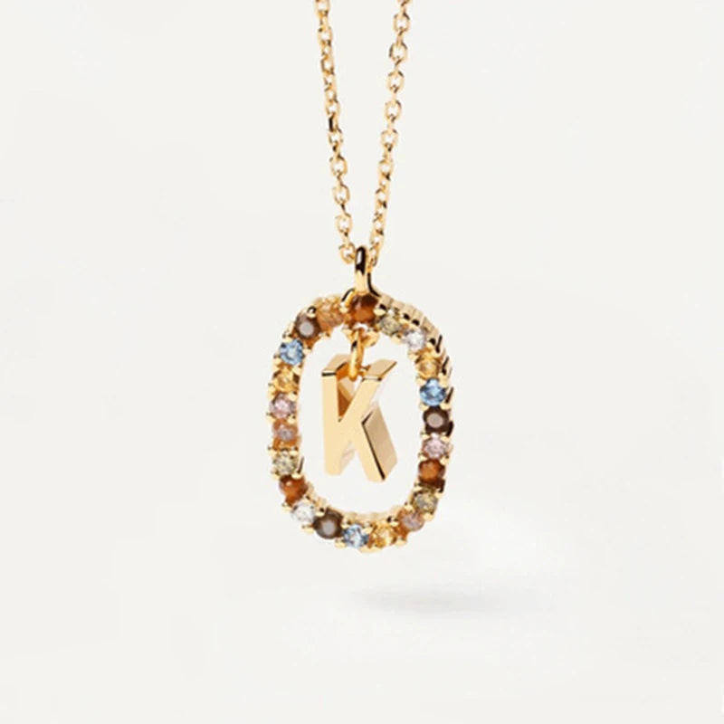 925 Sterling Silver Initial Letter Pendant Necklace