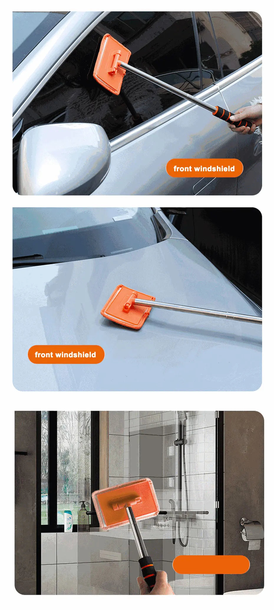 Telescopic Windshield Cleaning Brush with Soft Absorbent Head