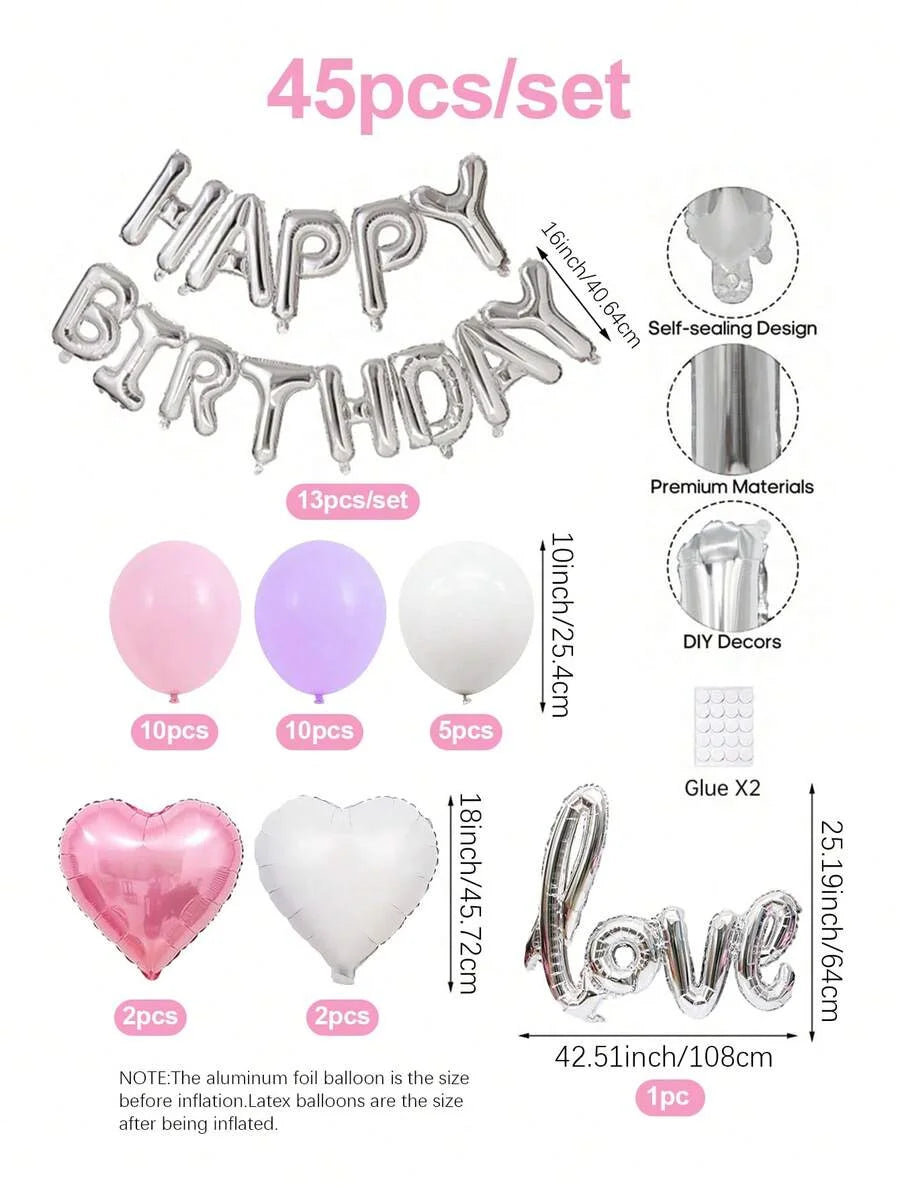Happy Birthday Foil Balloon Set with Banner