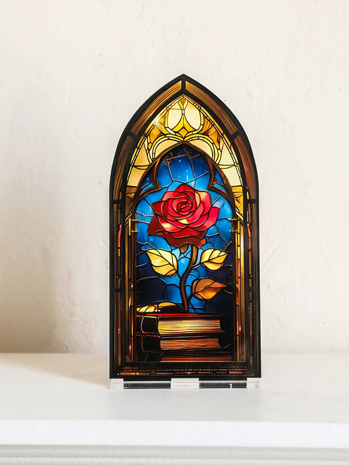 Acrylic Rose Gothic Arch Bookend for Bookshelf Decor