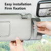 Hands installing a gray car sun visor organizer with firm fixation for easy installation.
