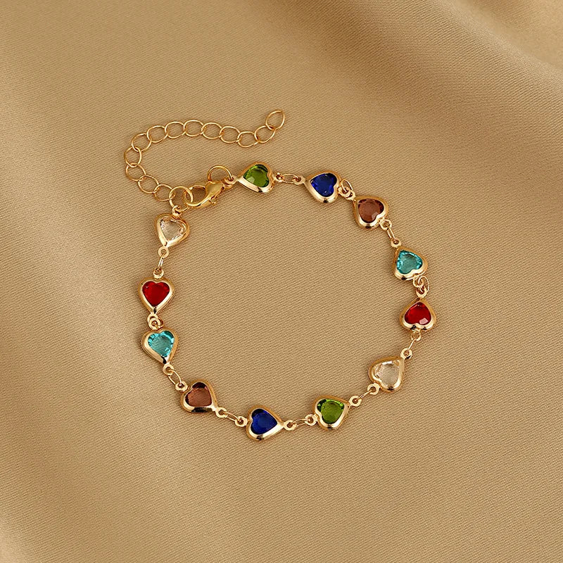Heart Crystal Charm Bracelet