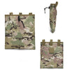 A camouflage tactical MOLLE dump pouch in green and brown patterns with a drawstring closure.