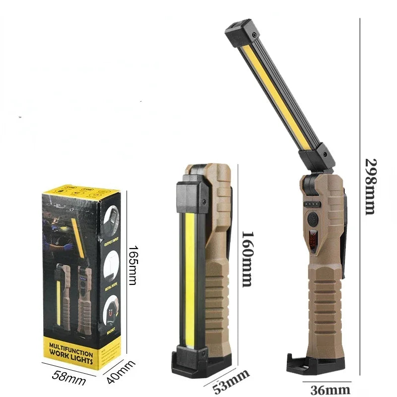 Foldable LED Work Light with Magnetic Base and USB Charging