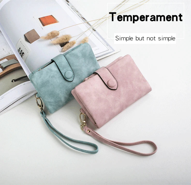 Compact Frosted Tri-Fold Wallet for Women