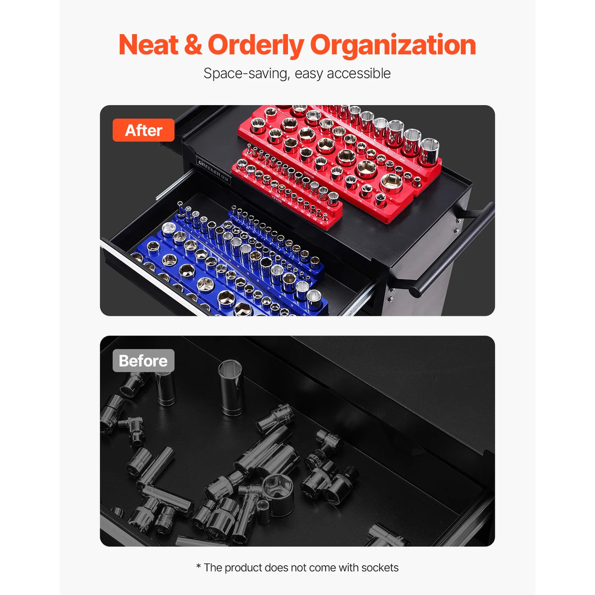 Magnetic Socket Organizer Set with Metric and SAE Trays