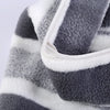 Close-up of a gray and white striped soft absorbent quick-dry bath towel set.