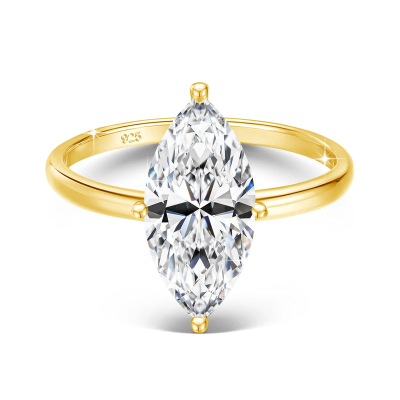Marquise Cut Moissanite Engagement Ring in Sterling Silver