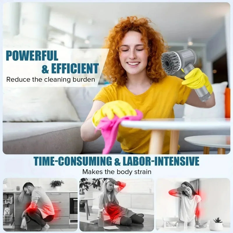 Cordless Electric Spin Scrubber with Adjustable Handle