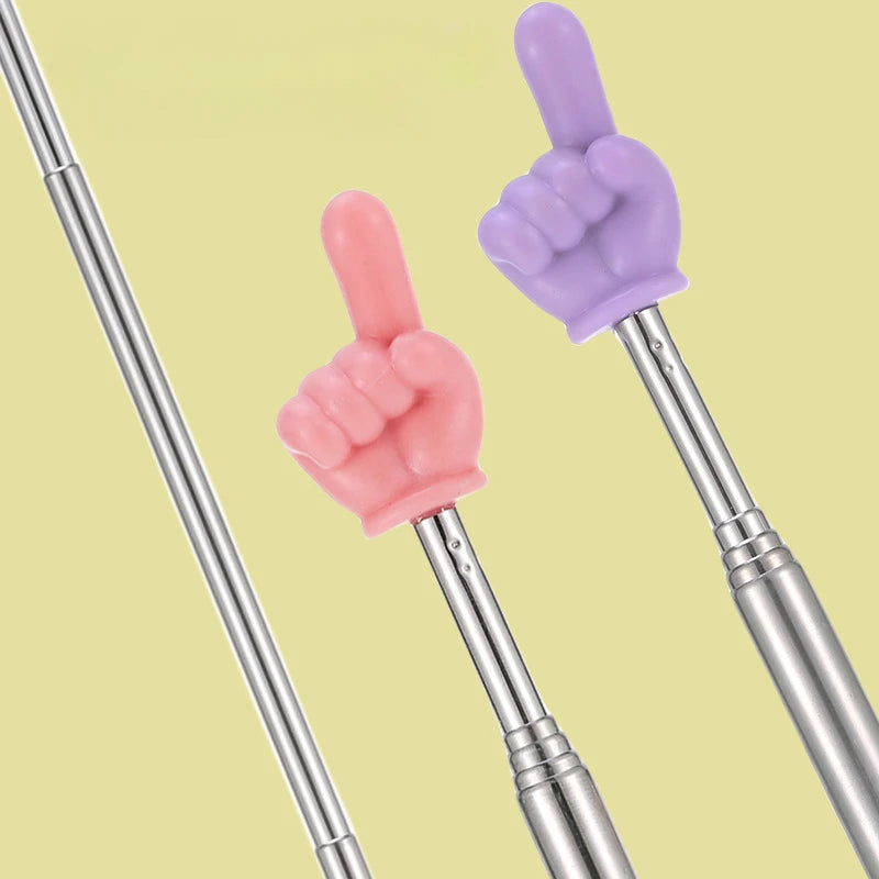 Telescopic Stainless Steel Teaching Pointer with Finger Design