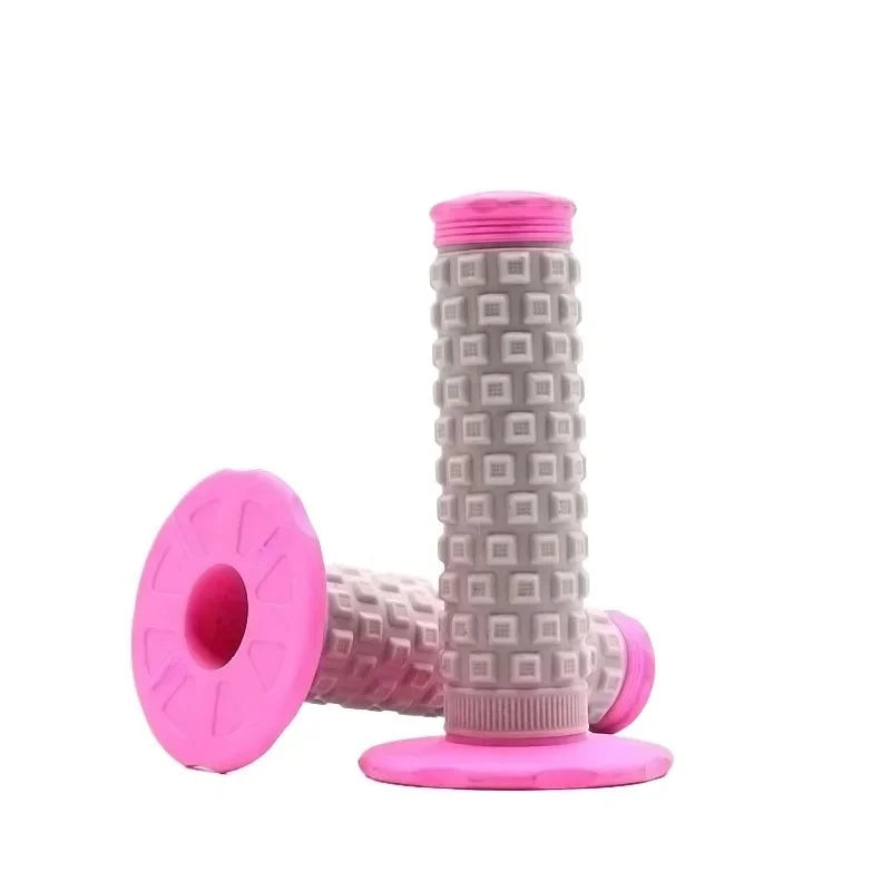 Pink motorcycle pillow top grips with a textured handle for comfort and control