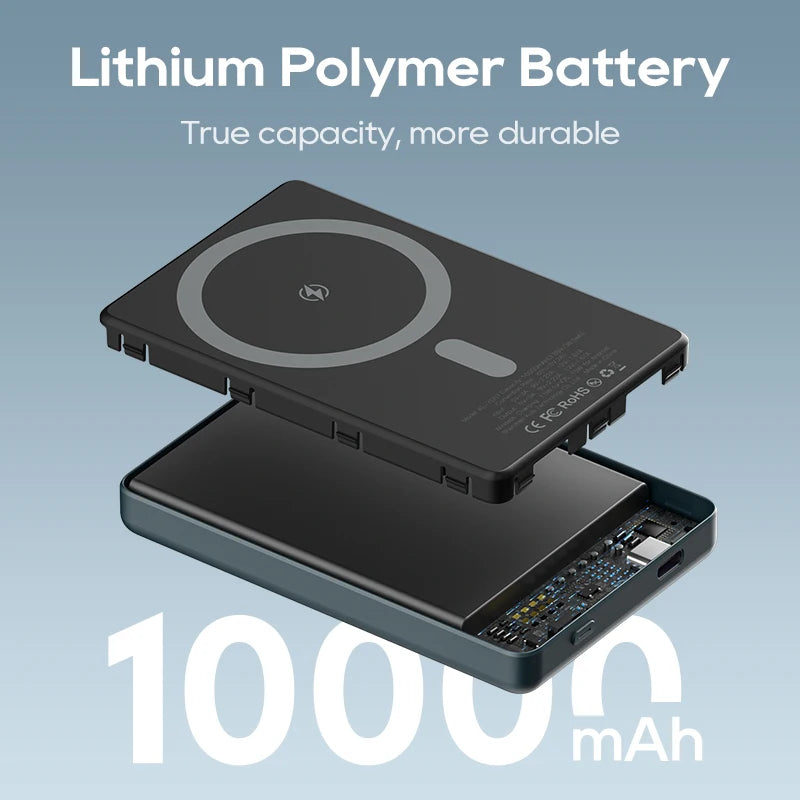10,000mAh Magnetic Wireless Power Bank with USB-C Fast Charging