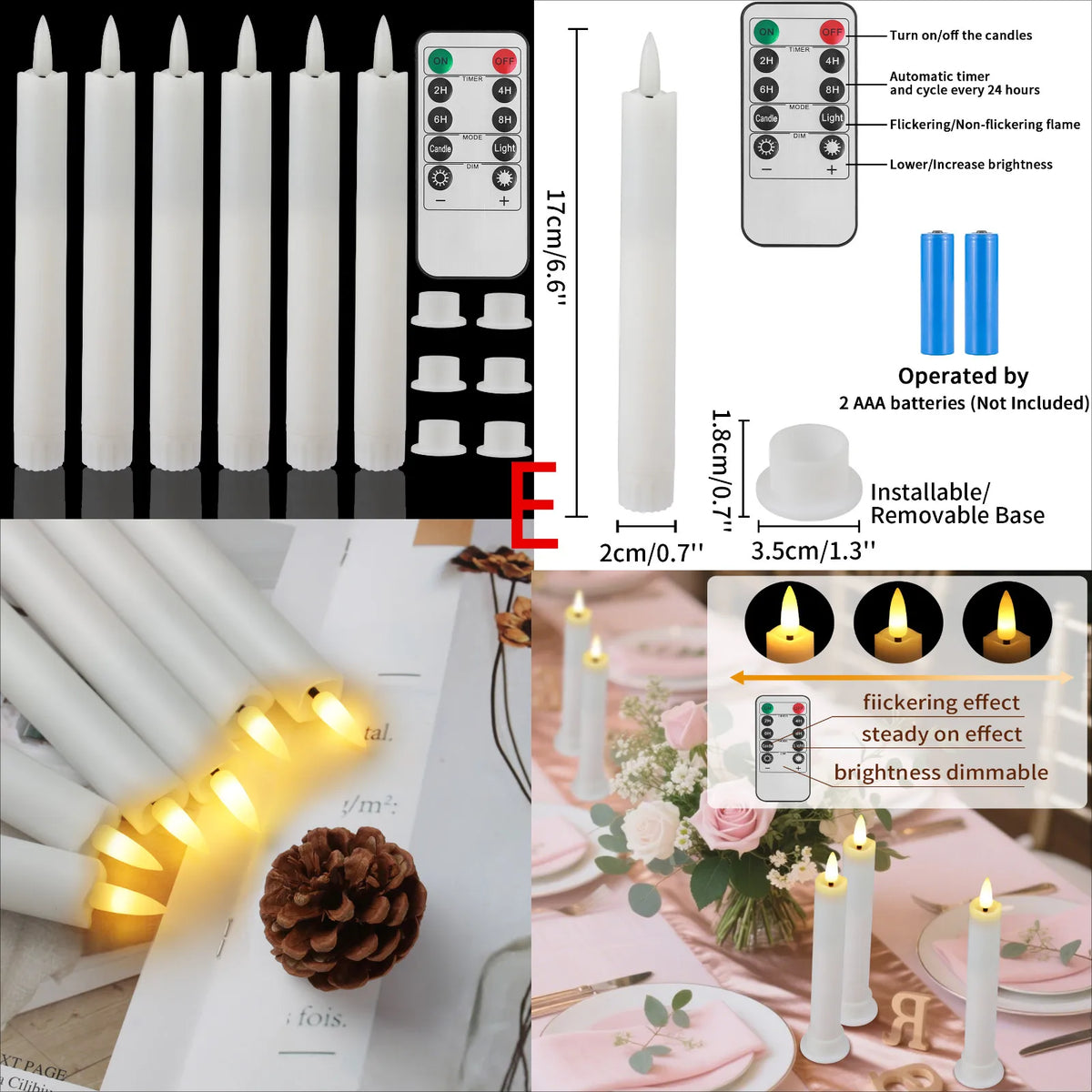 LED Flameless Taper Candles with Remote Control