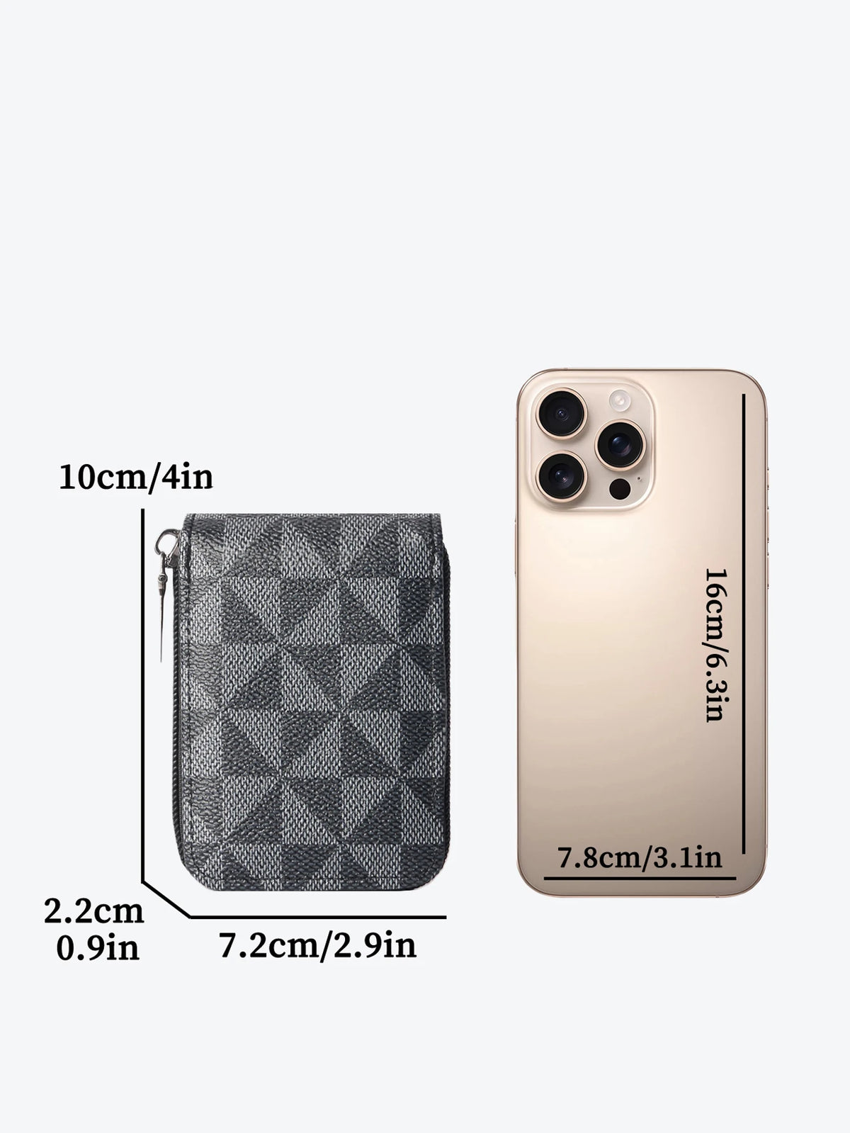 Men's PU Leather Card Holder with Geometric Pattern and Zipper Closure