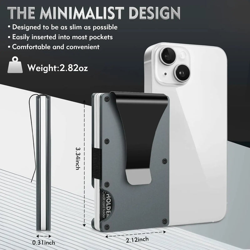 Slim RFID-Blocking Aluminum Wallet with Money Clip