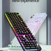 A close-up view of a black mechanical keyboard with a numeric keypad, featuring colorful lighting and a textured base.