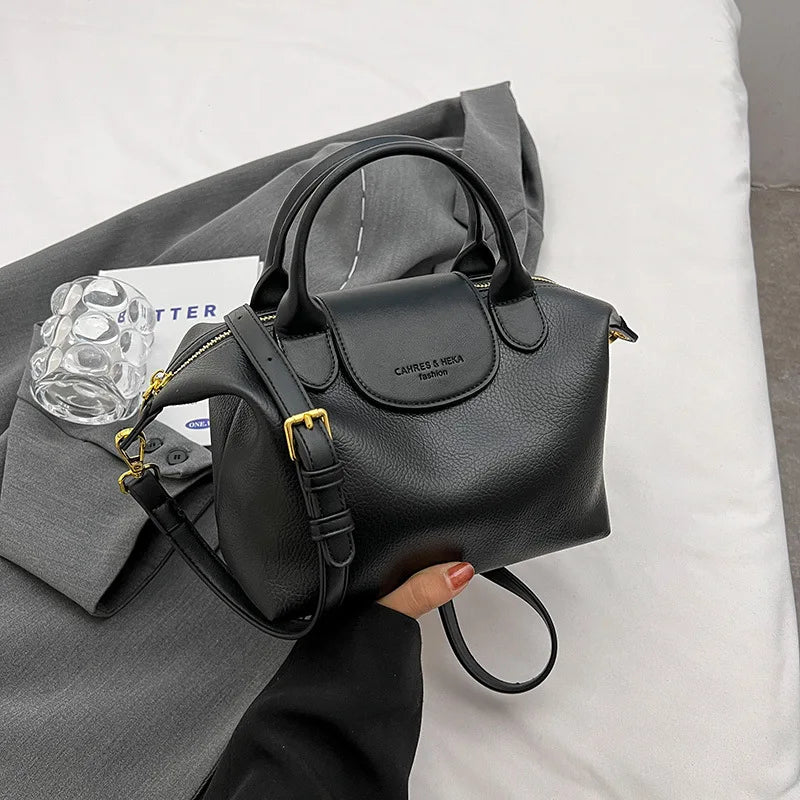 Vintage PU Leather Crossbody Bucket Bag