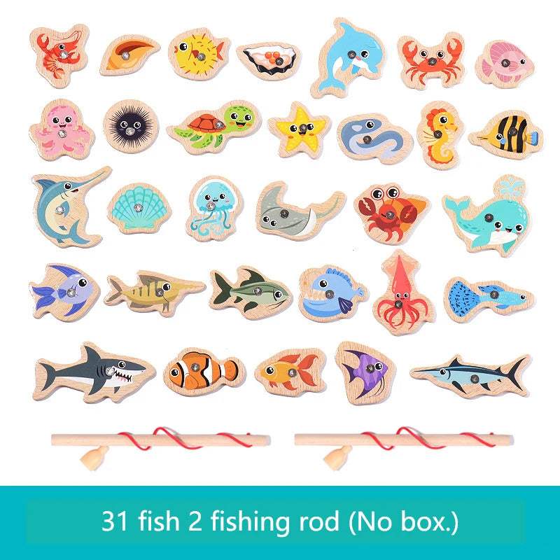 Montessori Wooden Magnetic Fishing Toy for Kids – Educational Marine Life Game