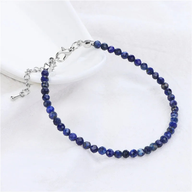 Natural Stone Bead Bracelet with Adjustable Lace-Up Closure