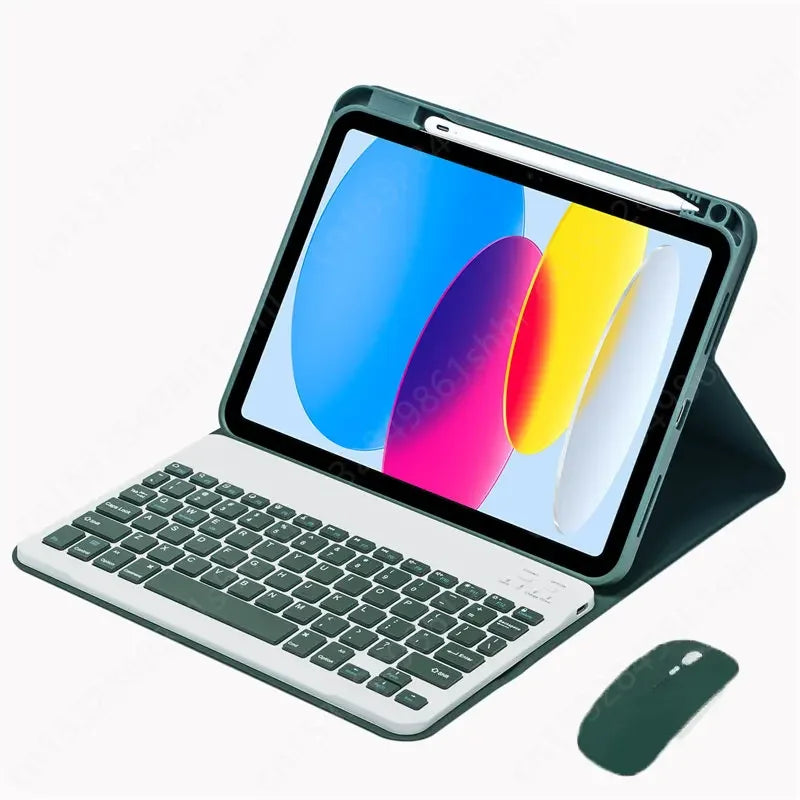 Bluetooth Keyboard Case for iPad with Detachable Keyboard & Pencil Holder