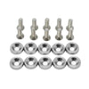 A set of ten M6 Fender washer bolts made of aluminum alloy.
