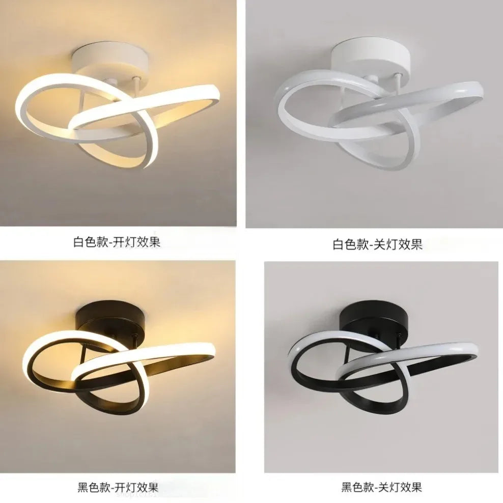 Three versions of a modern circular LED ceiling light fixture in white and black finishes.